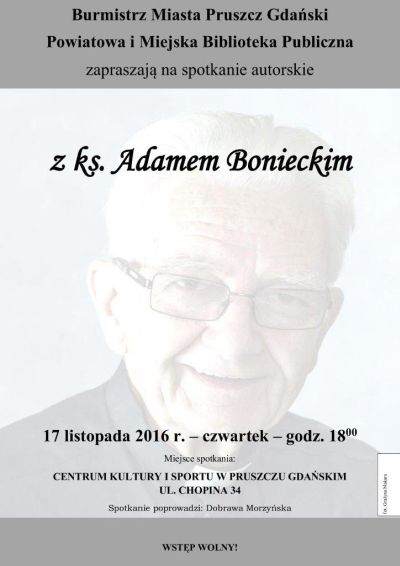 Spotkanie z ks. Adamem Bonieckim - plakat