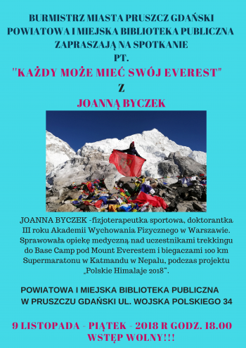 Spotkanie z Joanną Byczek - uczestniczką projektu „Polskie Himalaje 2018”