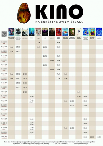 Repertuar Kina na Bursztynowym Szlaku na grudzień 2018