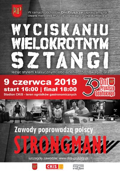 V Otwarte Mistrzostwa Pruszcza Gdańskiego o Puchar Burmistrza w wyciskaniu sztangi leżąc