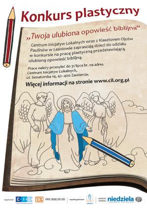 Plakat - konkurs „Twoja ulubiona opowieść biblijna”.