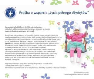 Prośba o wsparcie "życia pełnego dźwięków"